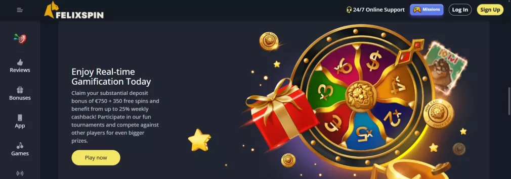 Felixspin Casino 200% Bonus bis zu 500 Euro